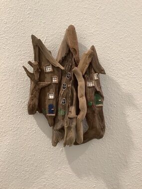 Driftwood Art, Polished Driftwood Houses, Driftwood Houses Wall Art